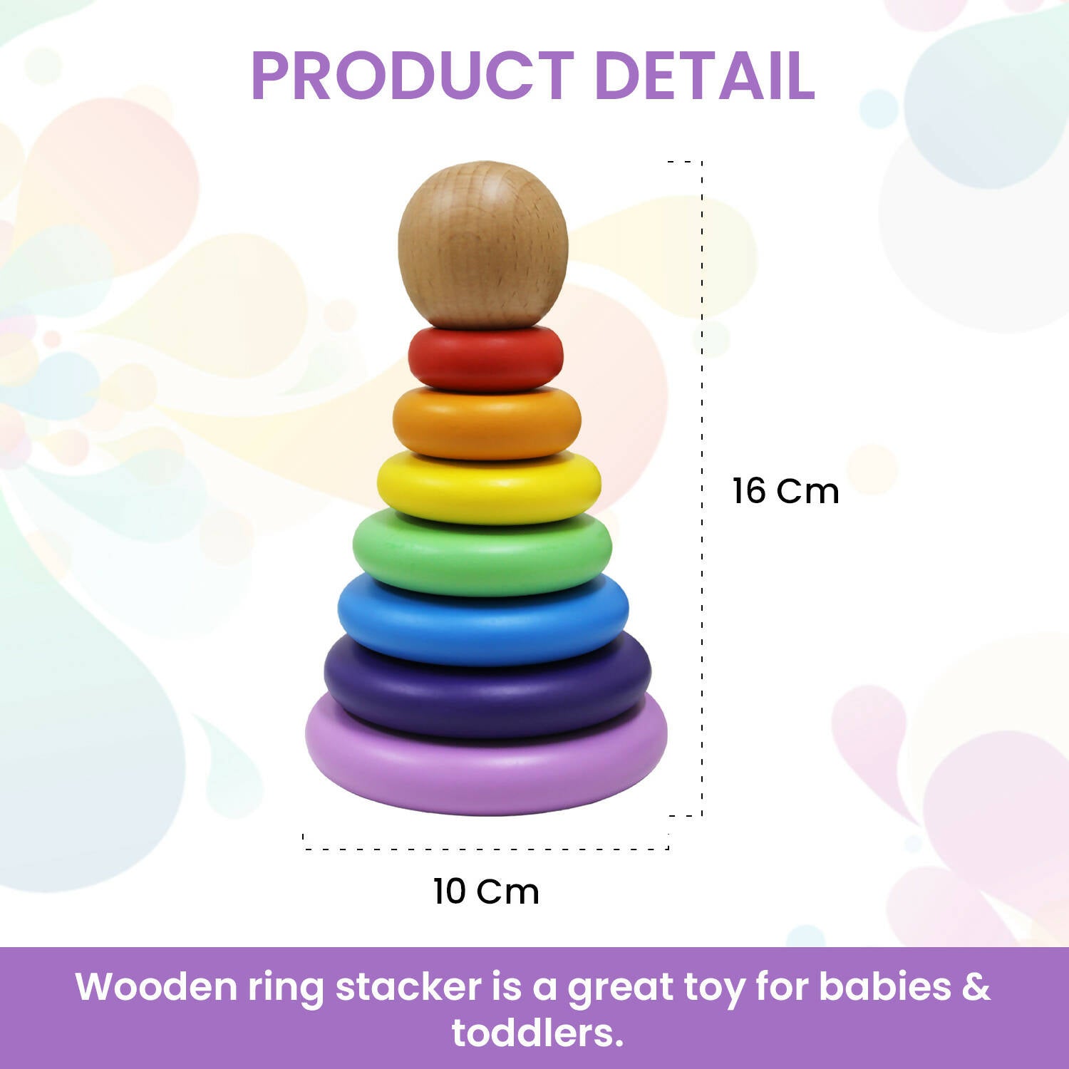 Matoyi Rainbow Colored Ring Stacker Toy For Kids - Indyancart
