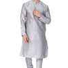 Men's Grey Silk Blend Straight Kurta Pyjama Set