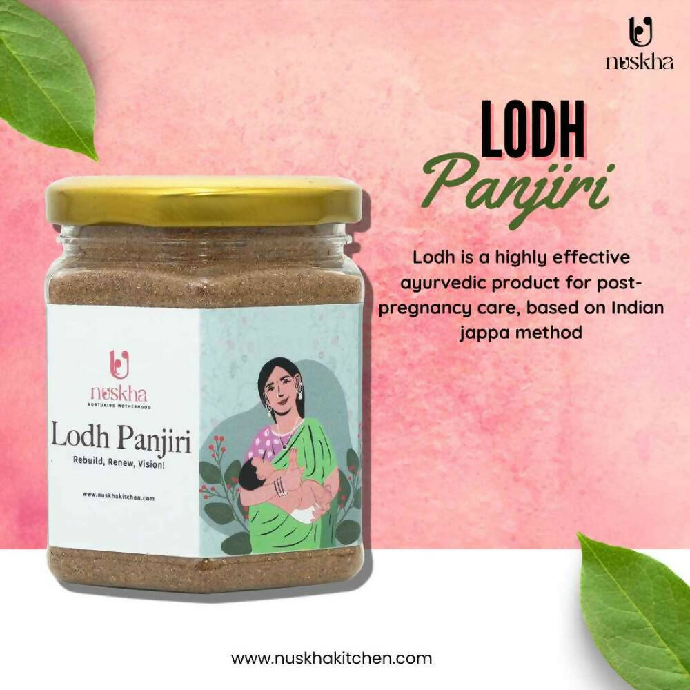 Ready-to-cook Nuskha Lodh Panjiri in a bowl, showing the traditional herbal powder used in Indian recipes.